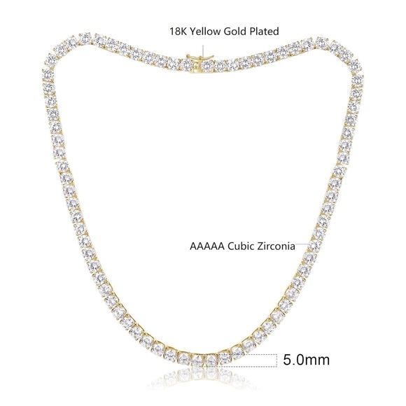 Yellow Gold Plated CZ Tennis Necklace - Picture 1 of 4